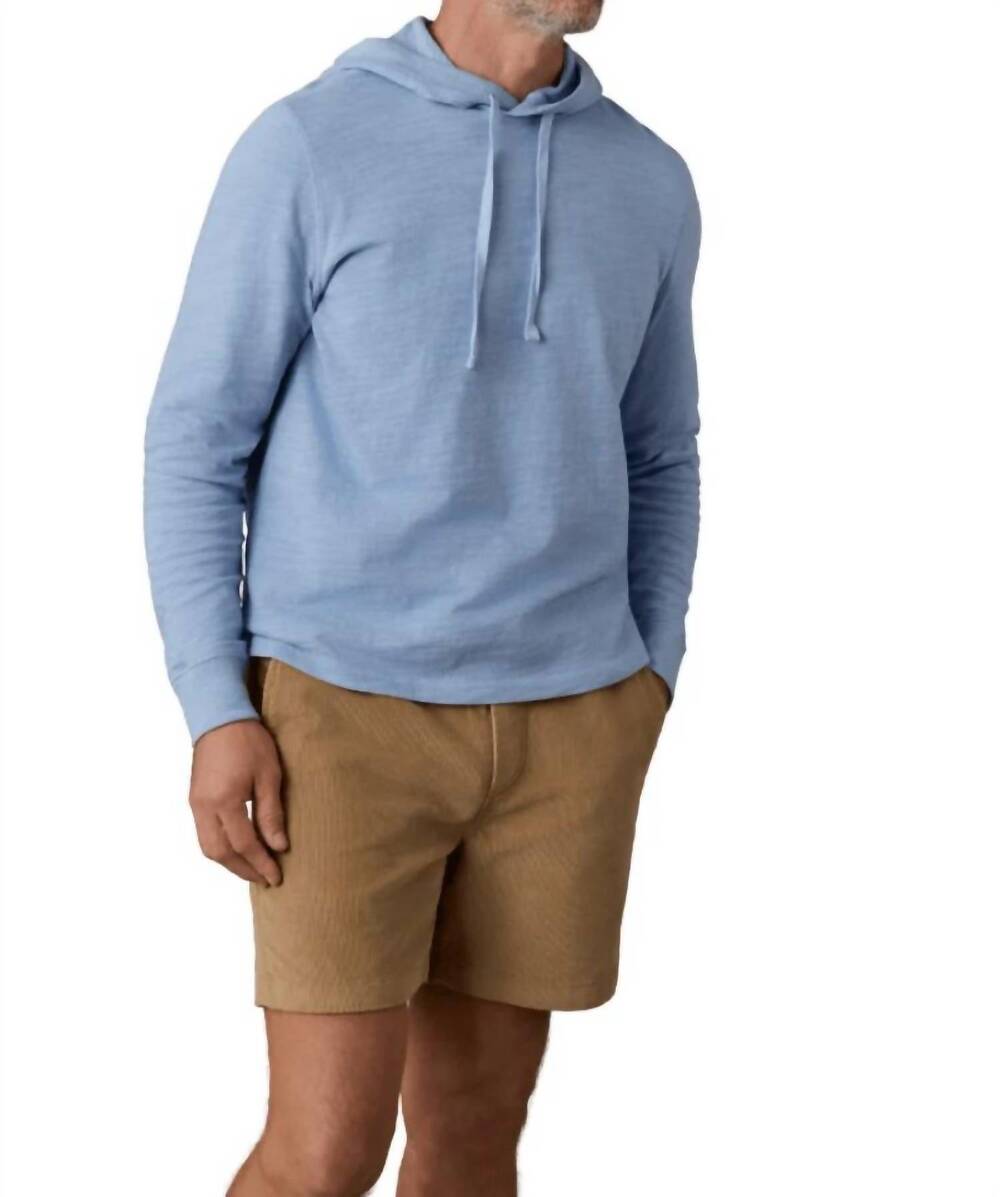 NEW FAHERTY sunwashed slub hoodie in blue isle